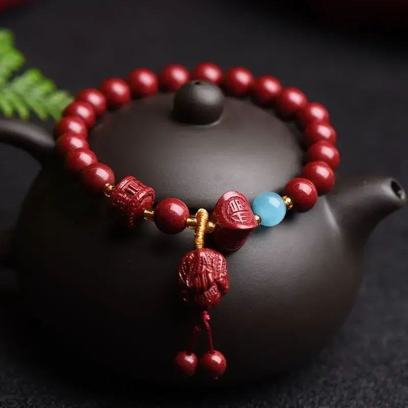 

Mencheese Natural High-Content Raw Ore Cinnabar Tibetan Style Lucky Enrichment Purple Gold Sand Bracelet Women's Wild