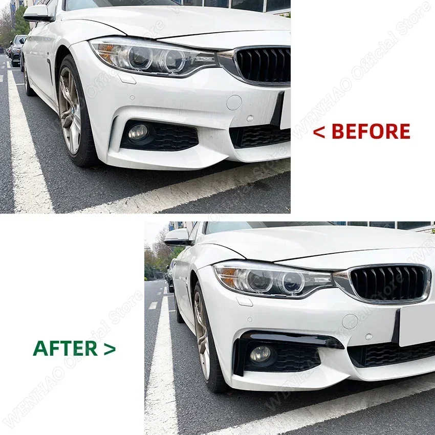 Front Upper Trims Splitters Spoiler Kit Fog Lamp Cover For BMW 4 Series F32 F33 F36 M-Sport 420i 428i 435i 440i M-tech 2014-2020