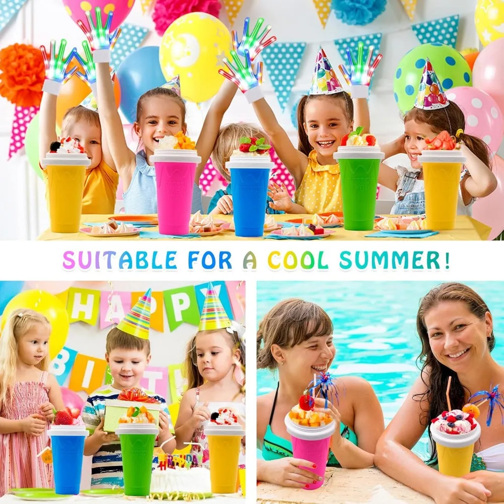 Slushie Maker Cup Magic Quick Frozen Double Layer Cooling Squeeze Cup Homemade Ice Cream Maker DIY It for Children and Family