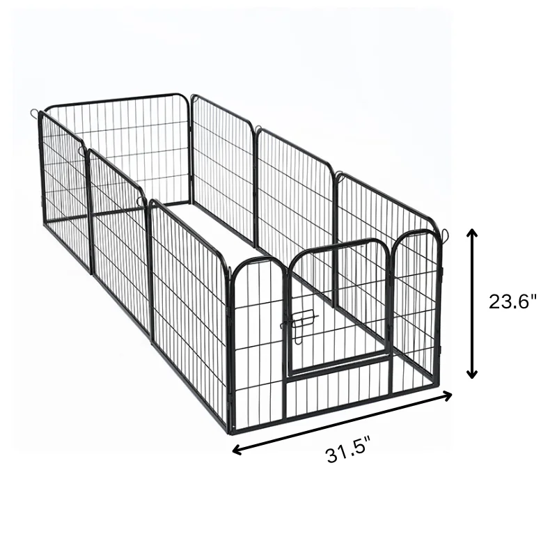 Hot sale 8 side folding metal dog fence 80cm x 60cm 8 pieces pet fence indoor yard