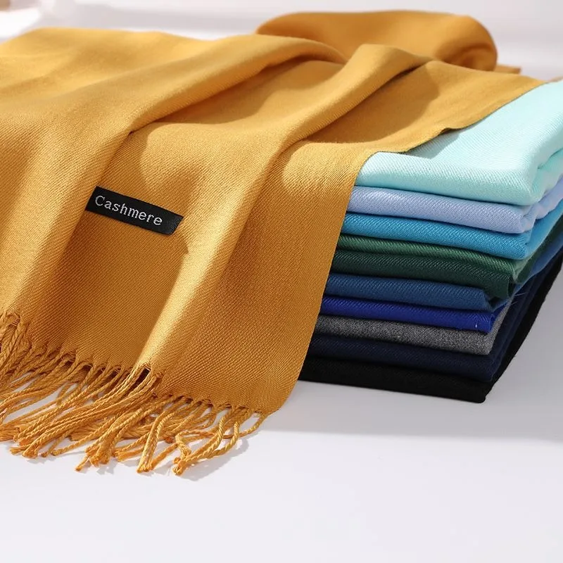 Sciarpa da donna Inverno Caldo Solido Imitazione Sciarpe di Cachemire Scialle Classico Pashmina Nappa Bandana Collo Anello Avvolgente Regalo di Capodanno