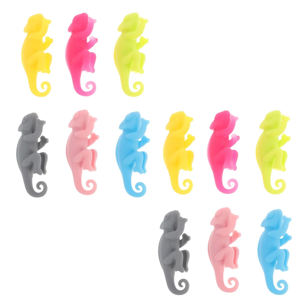 

12 Pcs Chameleon Glass Charms Silicone Drink Markers for Party Cocktail Glass Tags Identifying Glasses Bottles