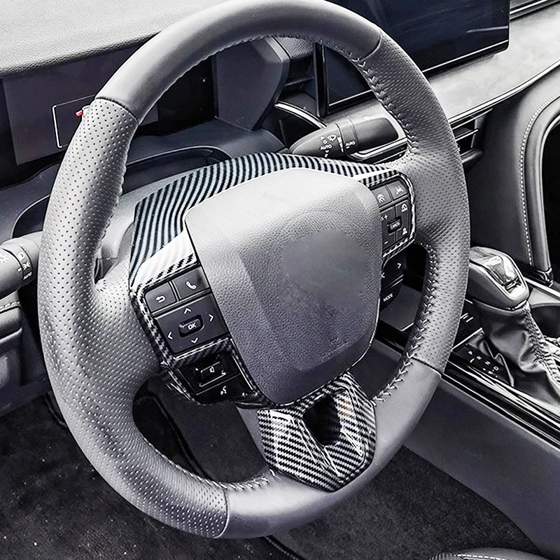 

Для Toyota C-HR 2023 2024 2025 глянцевый черный карбоновый стиль, переключатели на руле, кнопки, панель, рамка, накладка, Стайлинг автомобиля
