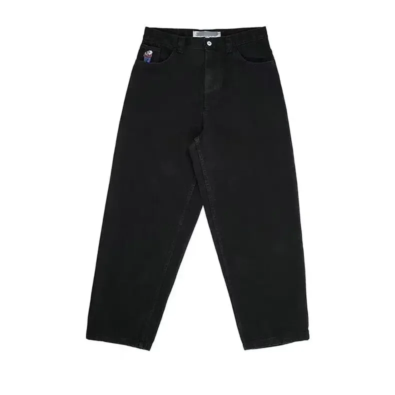 Pantalones vaqueros holgados con bordado de dibujos animados para hombre y mujer, Pantalón ancho de cintura alta, Harajuku, Hip Hop, niño grande, Y2K, nuevo