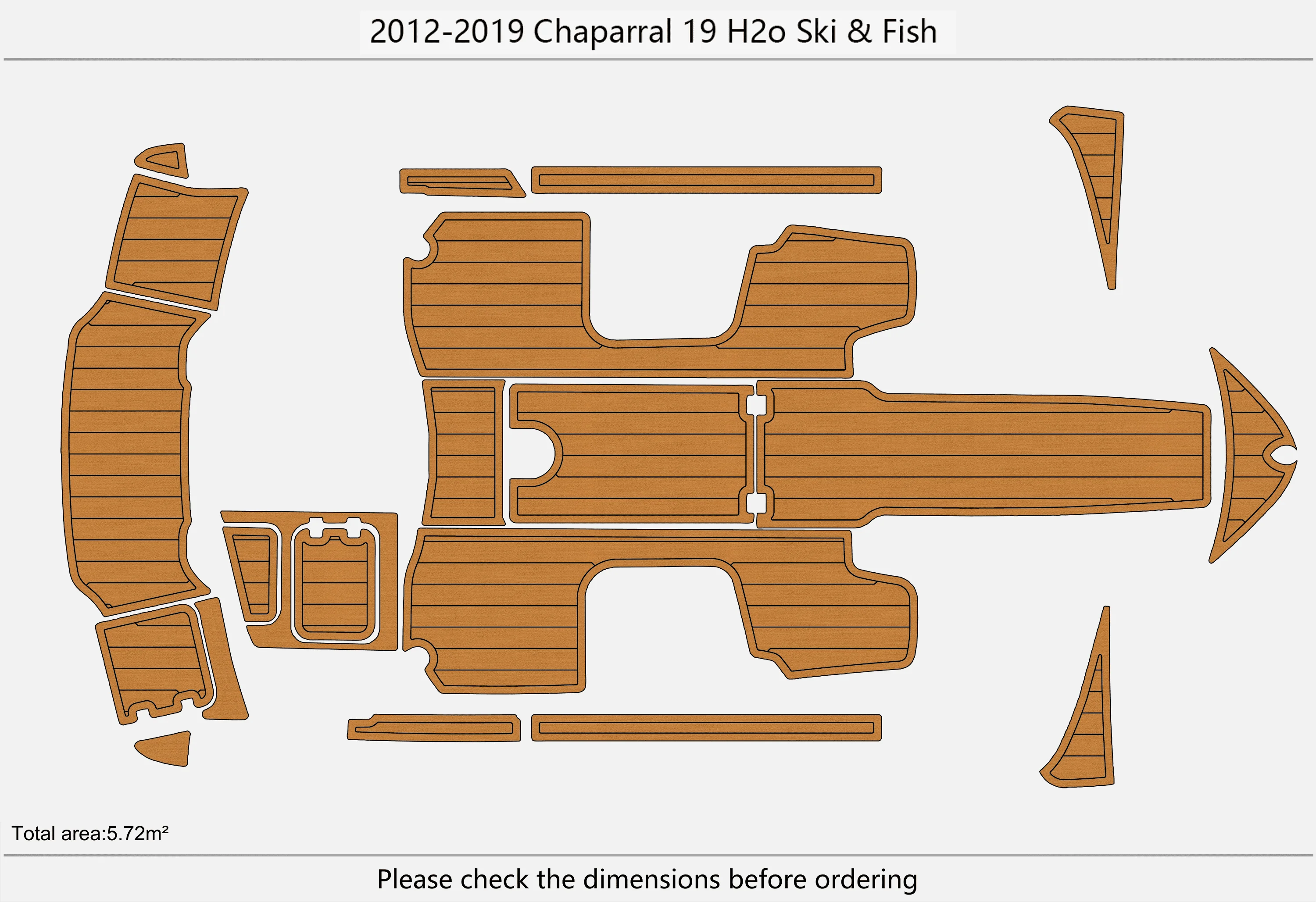 Non-Slip EVA Marine Mat Self-Adhesive 6mm Yacht Cockpit Pad for 2012-2019 Chaparral 19 H20 Ski & Fish  Boat Decking Easy Install