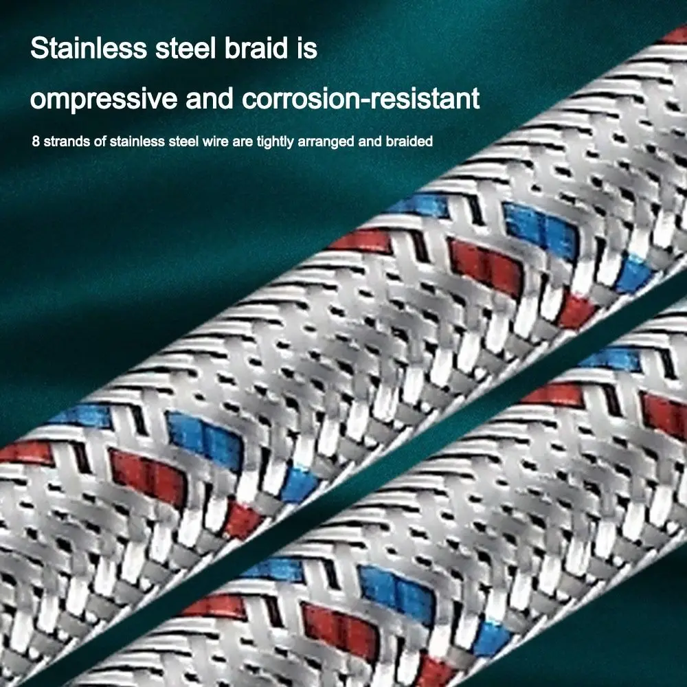 Universal 304 Stainless Steel Cold and Hot Water Inlet Pipe Anti-Aging Dual Head Tube Water Heater Hose Faucet Connector