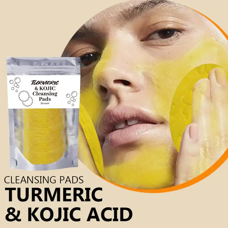 Turmeric Cleansing Pads 40Pcs Deep Exfoliating Massage Balance Oil Removing Dead Skin Dark Shrink Pores Smooth Face Cleansing