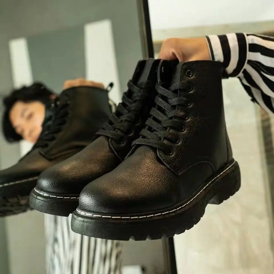 British Style Men Boots High Top Fashion Casual Shoes Spring Autumn Trendy Lace Up Ankle Boots