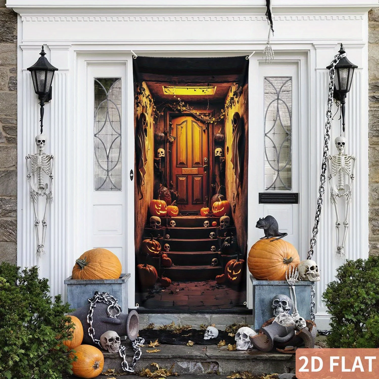

Halloween Door Decorations Design Banner, Halloween Door Cover, Basement Stair Door Cover, Spooky Doorway Midnight Backdrop