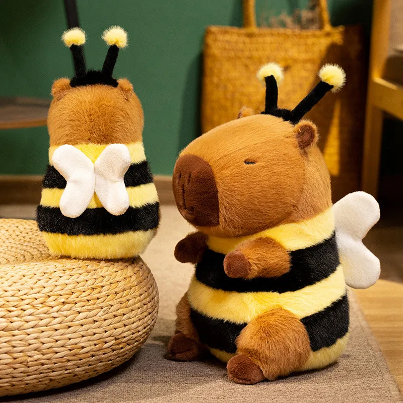 Kawaii abeja Capybara juguete de peluche simulación abeja Capybara muñeco de peluche suave Animal relleno juguete para niños Capybara amantes decoración de la habitación
