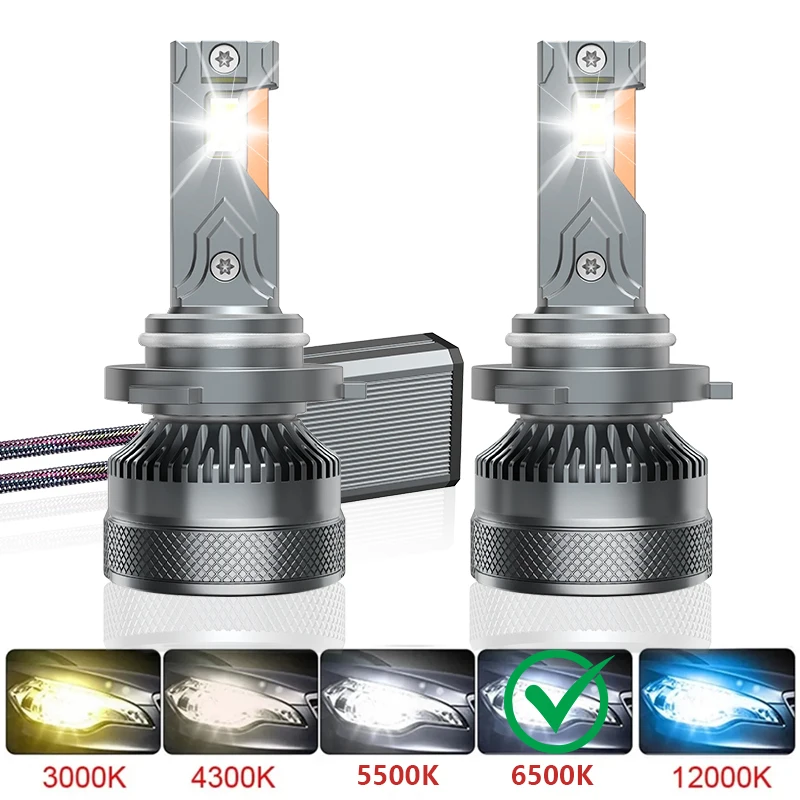 2PCS6500K H7 LED Headlight Bulb 200W H1 H4 H8 H11 9005 HB3 9006 HB4 9012 Super Bright Dual Copper Tube LED Headlight Bulb 12/24V