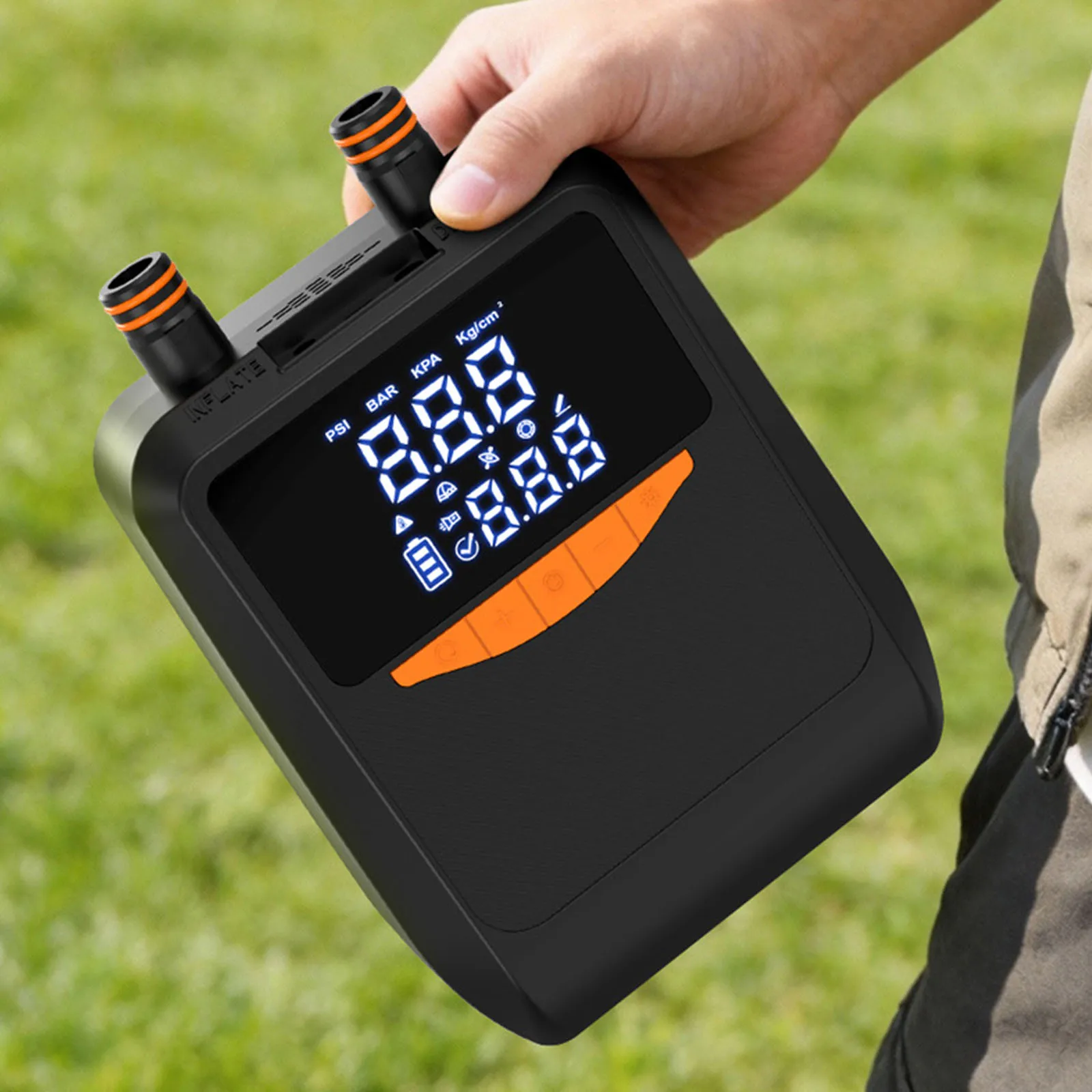 6000mAh Portable Tire Inflator Auto-Off 20PSI SUP Pump with Digital Display&Cigarette Lighter Plug for Boats Surfing Kite Tent