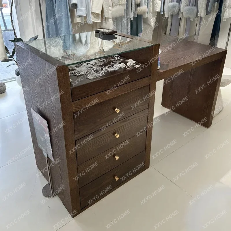 Clothing store Nakajima cabinet display stand Clothing store display Decorative locker checkout page Solid wood