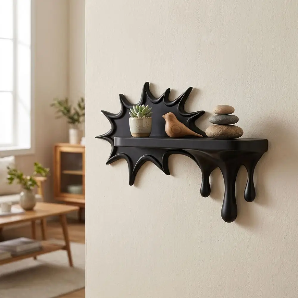 3D Printed Burst Dripping Shape Wall Shelf Irregular Shape Wall-Mounted Melting Display Rack Artistic Stable Floating Wall Stand