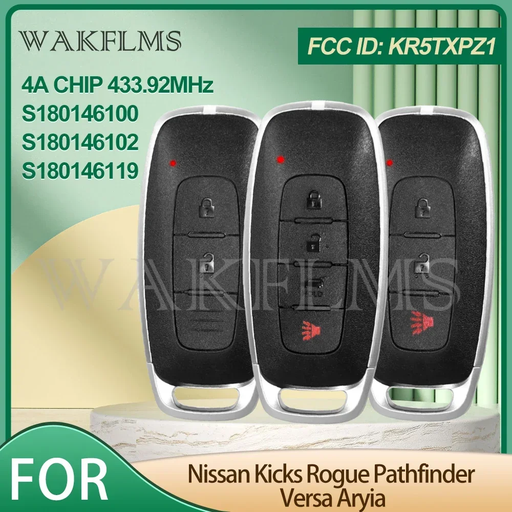 KR5TXPZ1 For Nissan Kicks Rogue Pathfinder Versa Aryia 2022 2023 Smart Card Key 4AChip 433MHz S180146100 S180146102 S180146119