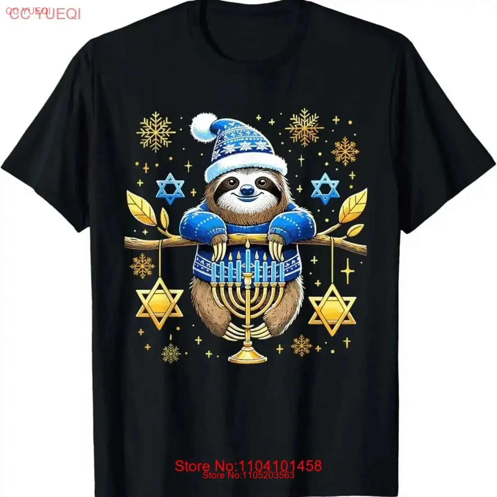 Funny Hanukkah Sloth Jewish Chanukah Sleeping PJs T Shirt  vintage Washed Stylish Top For Everyday Wear Comfortable Slightly