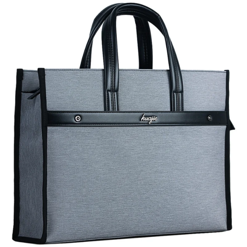 Business Briefcase Waterproof Wear Resistant Large Capacity Laptop Document Bag Handheld Computer Bag Office Meeting File Bag