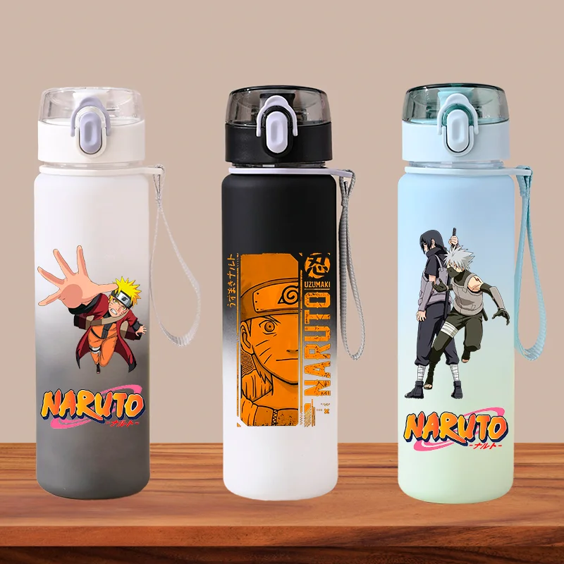 NARUTO 560ML Large Capacity Children Water Cup Portable Plastic Outdoor Sports Aldults Drinking Water Bottle Anime Uchiha Sasuke