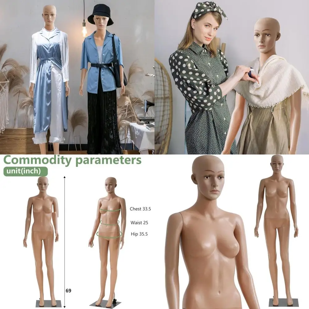 

69 Rotatable Female Mannequin with Detachable Head & Arms, Metal Base for Clothing Display