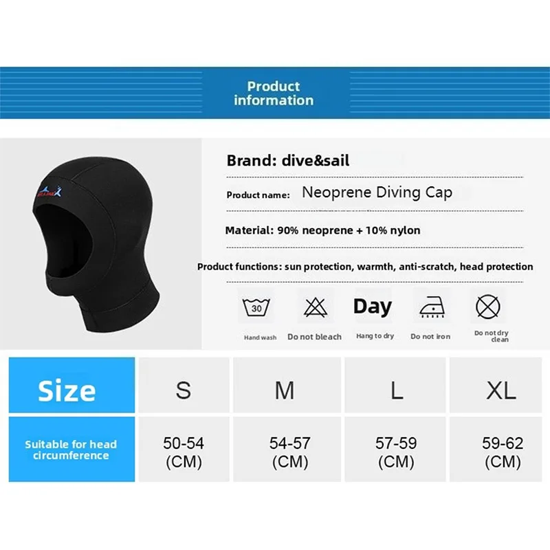 Dive&sail ultra-thin diving hood 1mm Neoprene adult kid Scuba Snorkeling Wetsuit Hoods Cap Surf Divers Hat