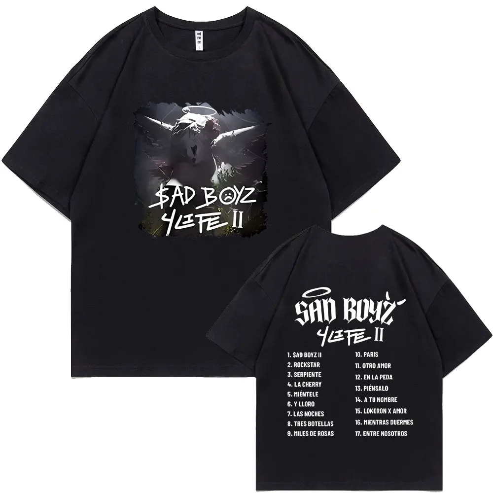 

Junior H Sad Boyz 4 Life Album Double Sided Print T-shirt Men Women Clothing Fashion Oversized T Shirts Men's Hip Hop Streetwear