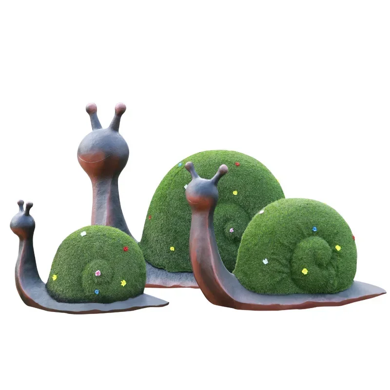 Green sculpture snail ornament outdoor fiberglass animal sculpture garden landscape garden garden simulation green plant orname