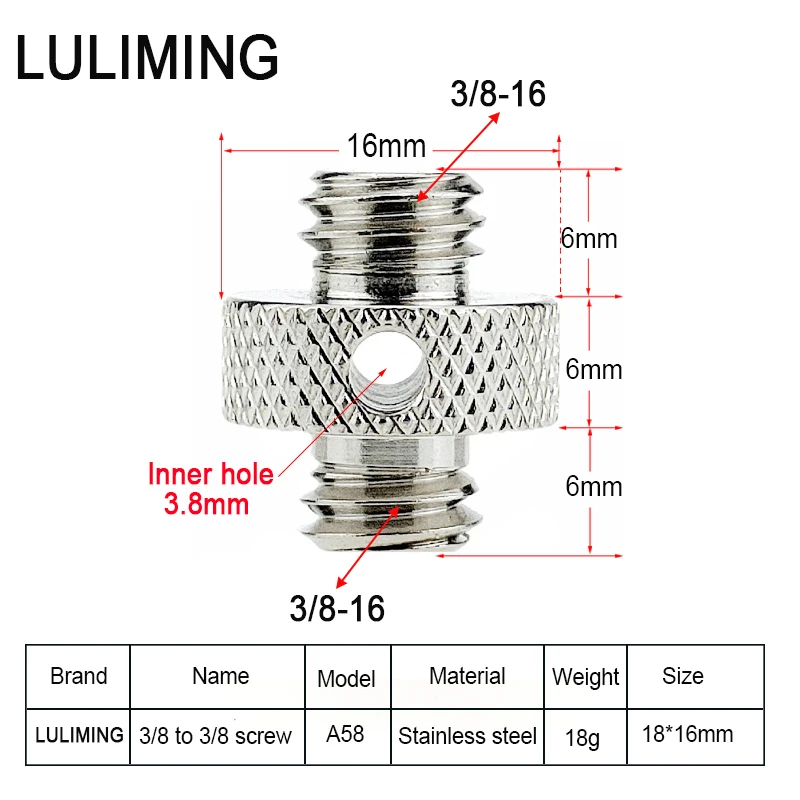 Parafuso de conversão de aço inoxidável 1/4 a 1/4 3/8 Polegada 3/8 a 3/8 tripé esférico câmera parafuso fotografia estabilizador acessórios