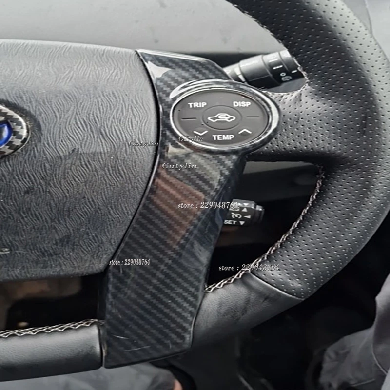 LHD RHD For Toyota Prius ZVW30 2009-2015 ABS Carbon Fiber Car Steering Wheel Button Cover Trim Decoration Interior Accessories view 3