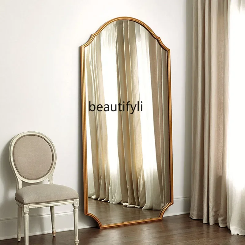 American clothing wall-mounted French floor-to-ceiling clothing store fitting retro wall-mounted full-length mirror