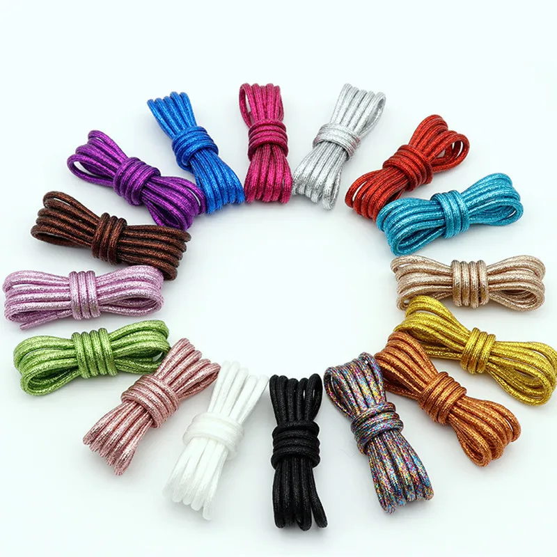 5MM Fashion Glitter Gold Silver Thread Shoelaces Colorful Round Shoe laces for Athletic Running Sneakers Shoes Boot Shoelace