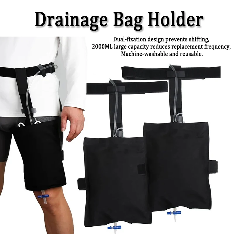 Adjustable Drainage Bag Holder Waist & Leg Storage Pouch Dual‑fixation Prevents Shifting 2000ML Large Capacity