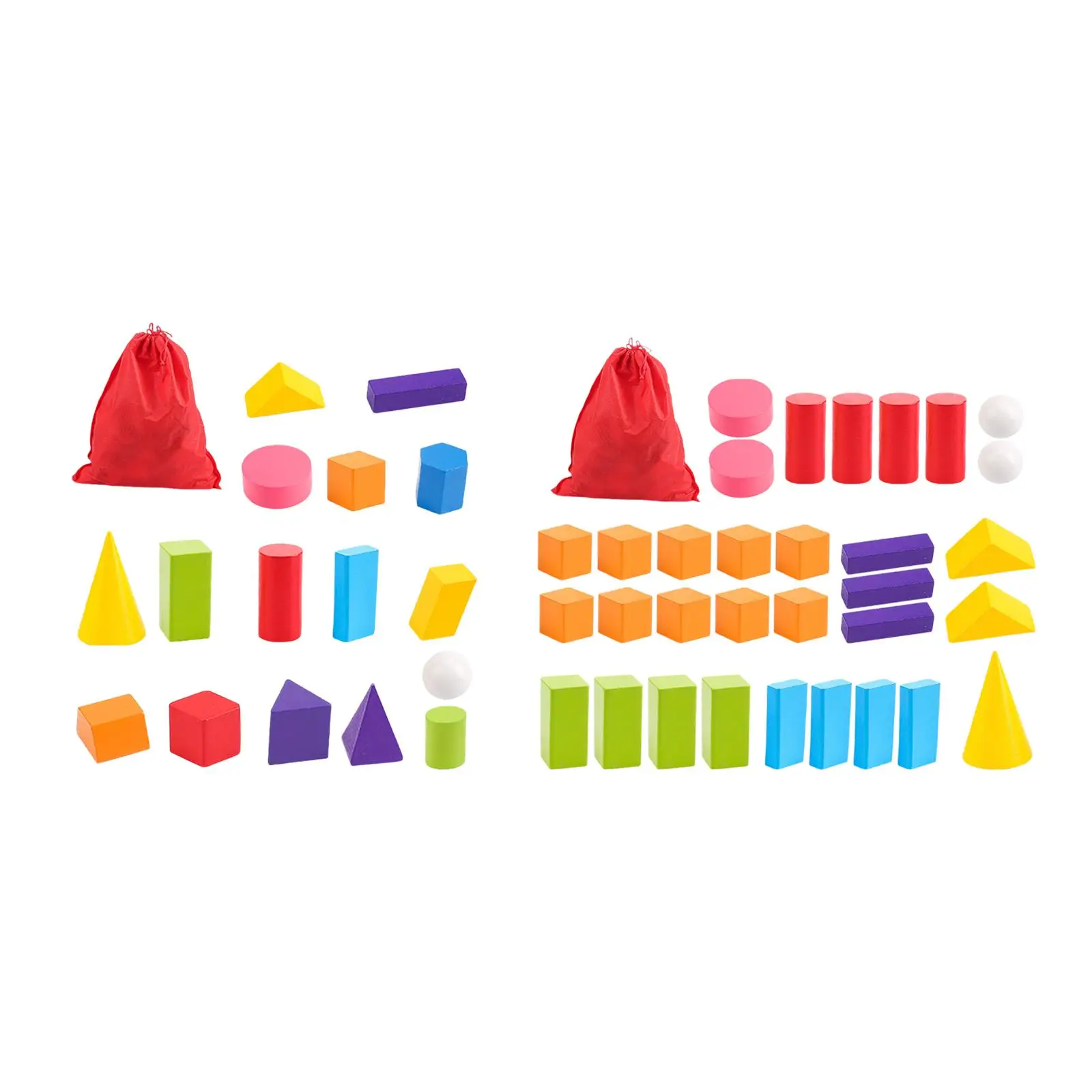 Geometric Solids Math Manipulatives Pattern Blocks for Boys Girls Learning Toys Multicolored 3D Shapes for Kindergarten Home