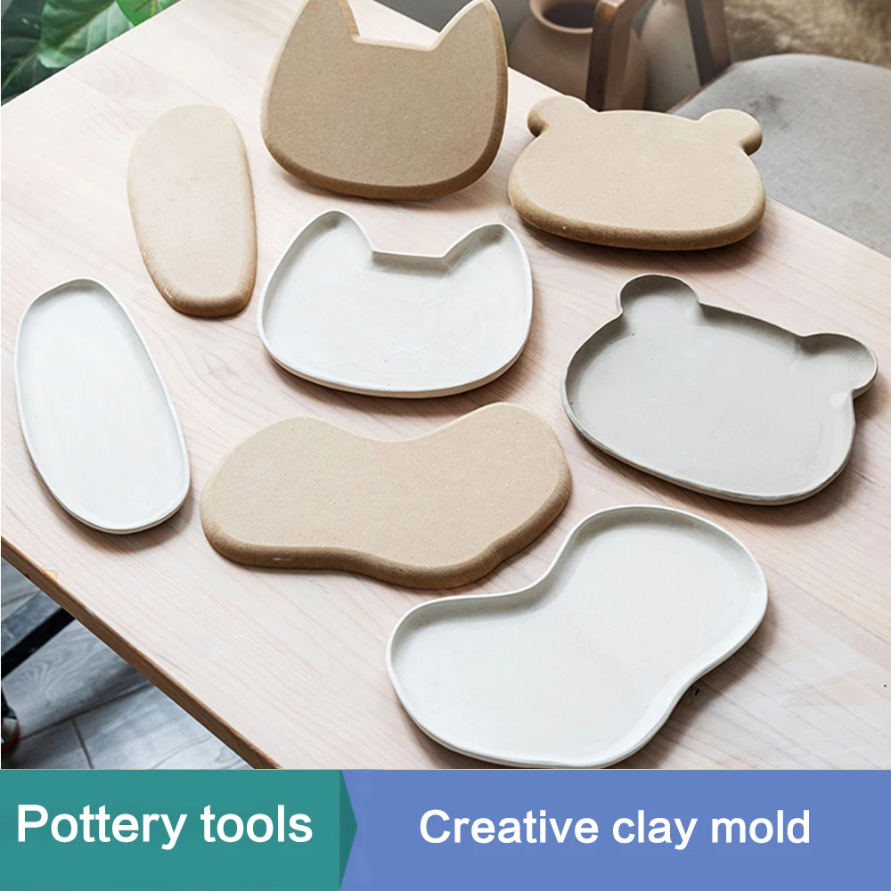 Pottery Tools MDF Mould Creative Kitten Bear Plate Mould Clay Modeling Auxiliary Tools Clay Plate Mould Easy Demoulding