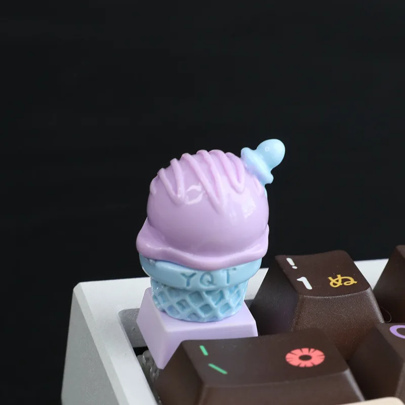 Three-dimensional ice cream cone keycap Resin mechanical keycap Cute edible desktop personalized creative keycap