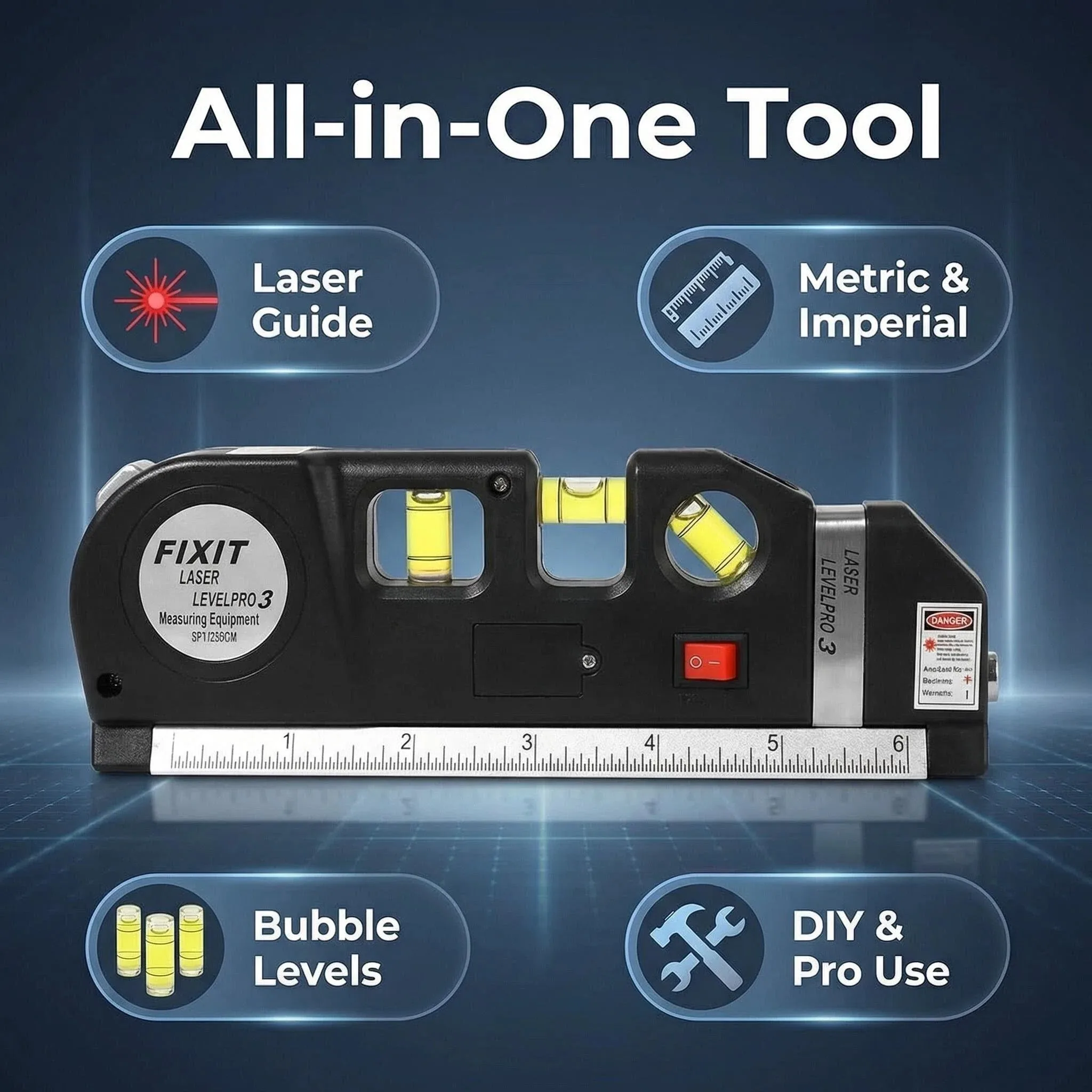 Multifunctional Standard Laser Level Gauge, with Cross Laser Measurement Strip. A Convenient Laser Level Gauge Tool Set for Home