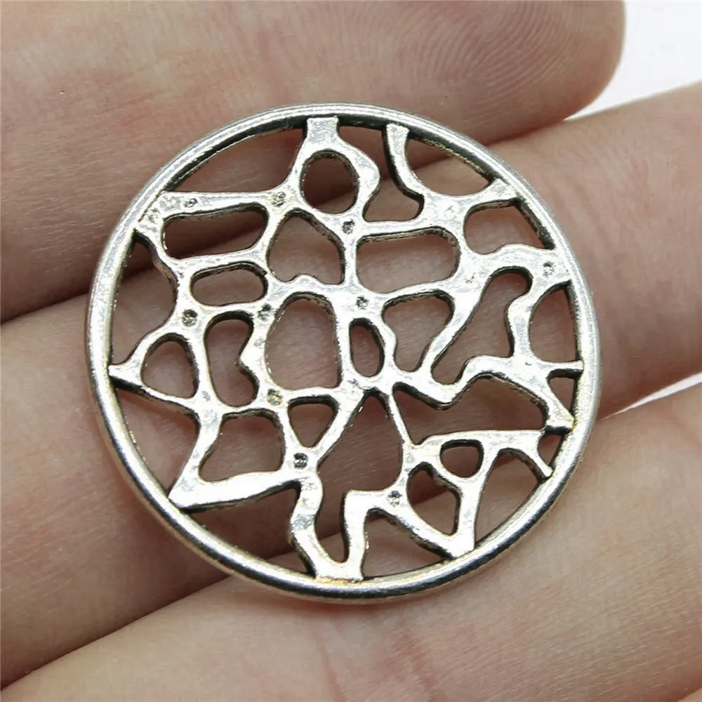 3pcs/lot 30x30mm Round Wafer Charms For Jewelry Making Antique Silver Color 1.18x1.18inch