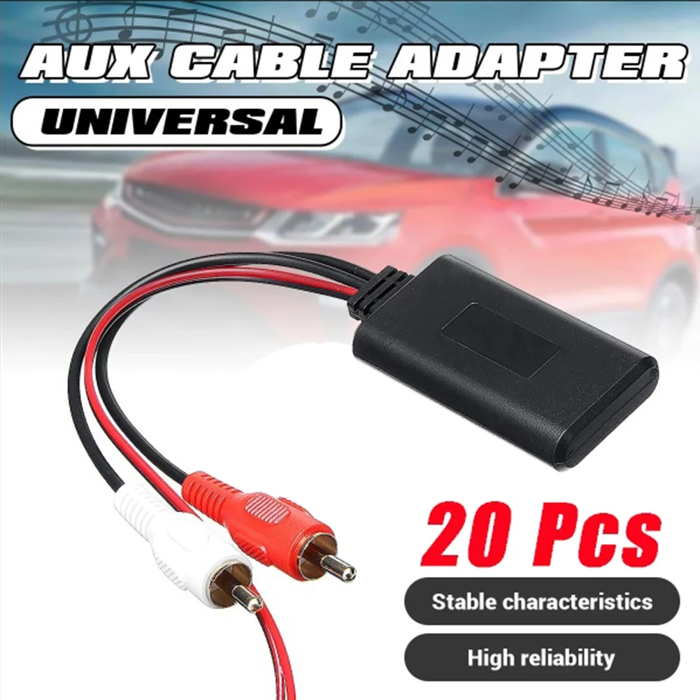 20 Pcs Car Universal Wireless Bluetooth Module Music Adapter Cable with 2 RCA AUX in Music Audio