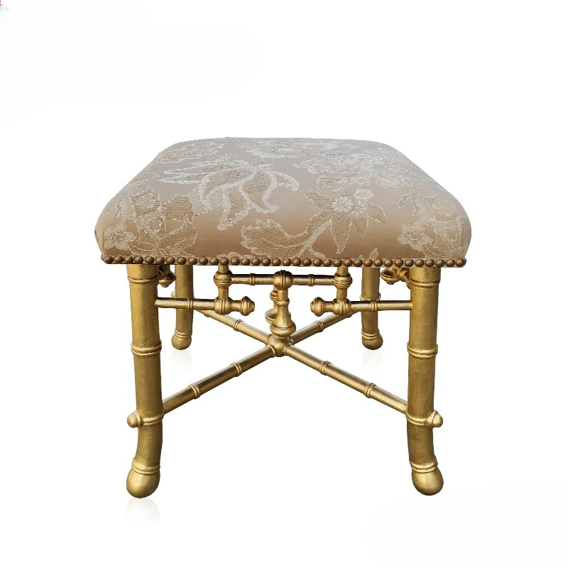 

Luxury new Chinese style solid wood birch golden bamboo joint decorative small stool