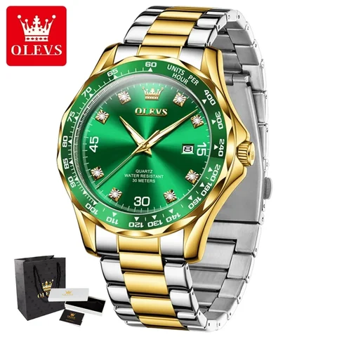 OLEVS 9988 Original Men Watches Stainless Steel Strap Auto Date Waterproof Luminous Man Watch Luxury Quartz Wrist Watch for Man