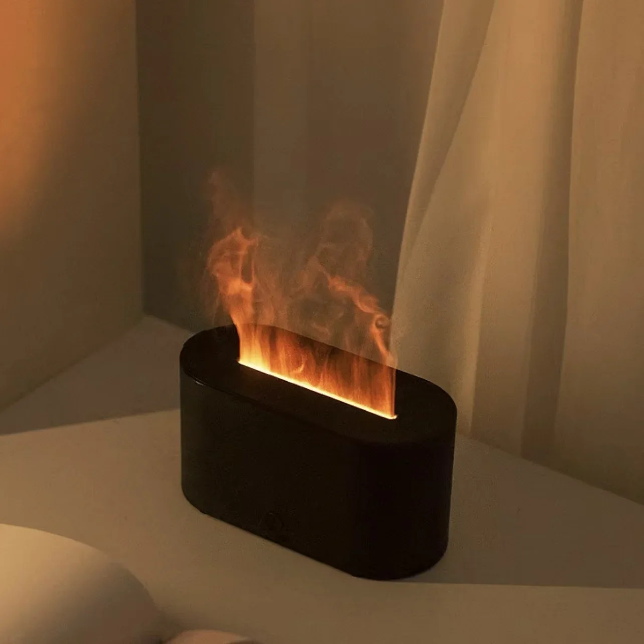 Diffuseur d'arômes d'ambiance, humidificateur d'huiles essentielles, mini diffuseur de parfum automatique à effet flamme, humidificateur domestique avec lumière LED