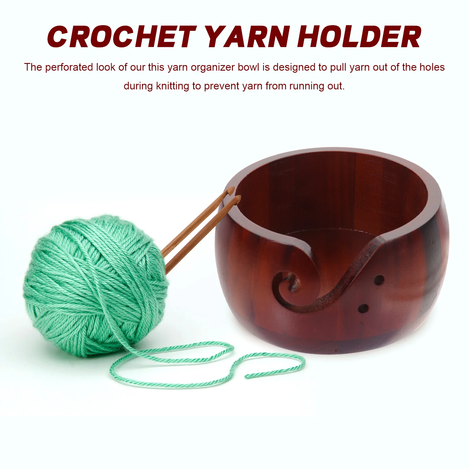 Yarn Winder Wool Bowl Crochet Hook Holder for Handwork Wood Weaving Knitting Accessories