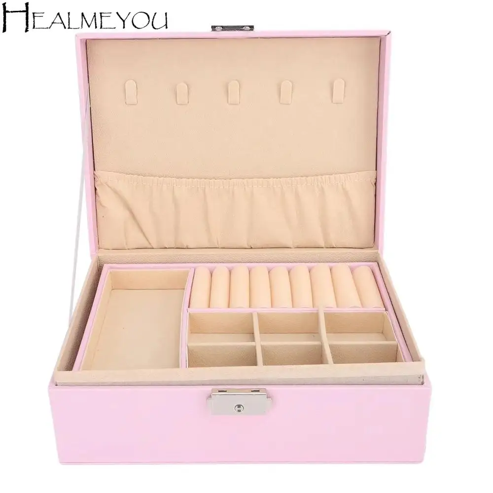 

Jewelry Display Double Layer Jewelry Box PU Leather Earring Holder Displays Box Ornaments Case Storage Packaging