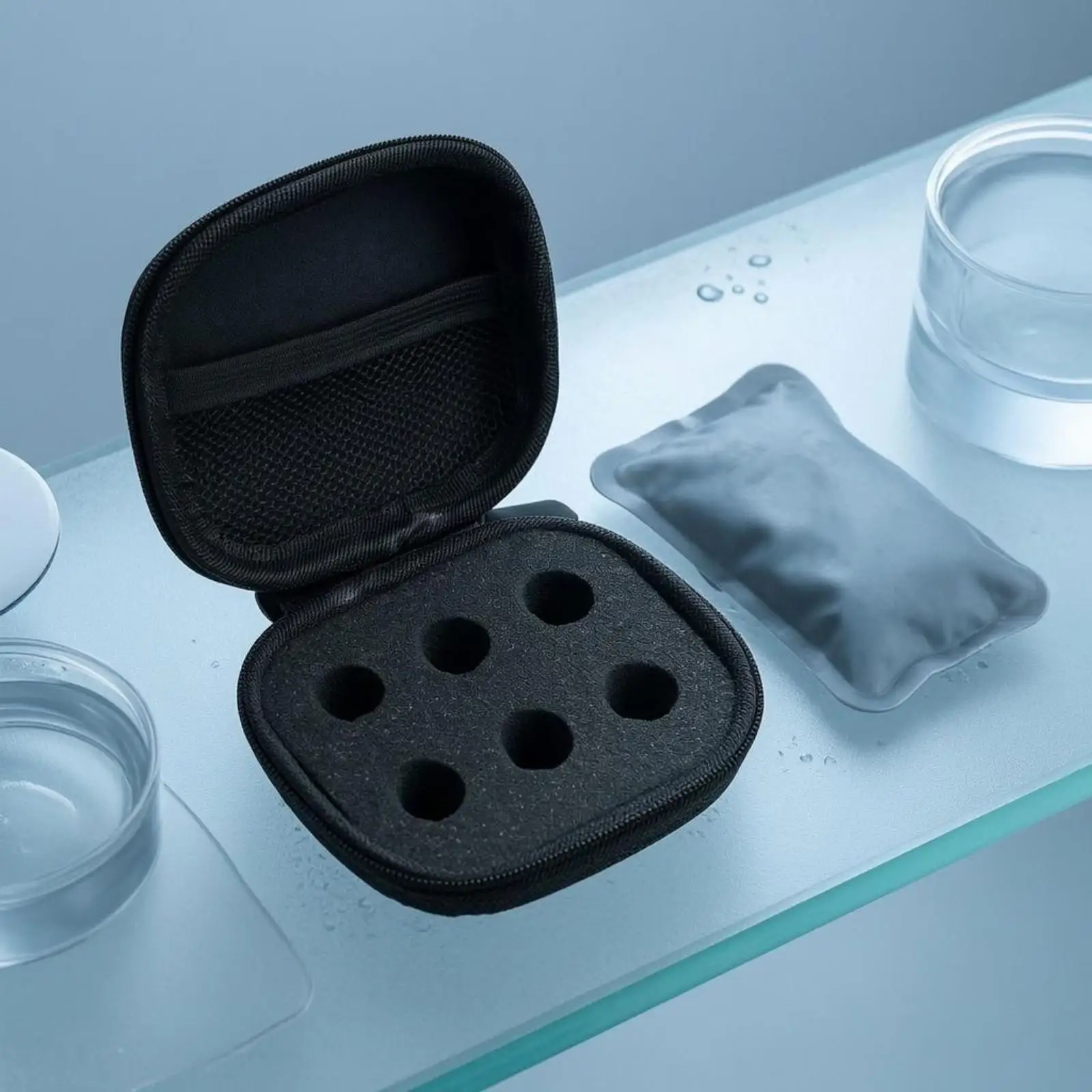 Multi Slot Container Small Storage Case 3ml Vial Case with Foam Holder and Mesh Pocket Portable Hard Sided Organizer