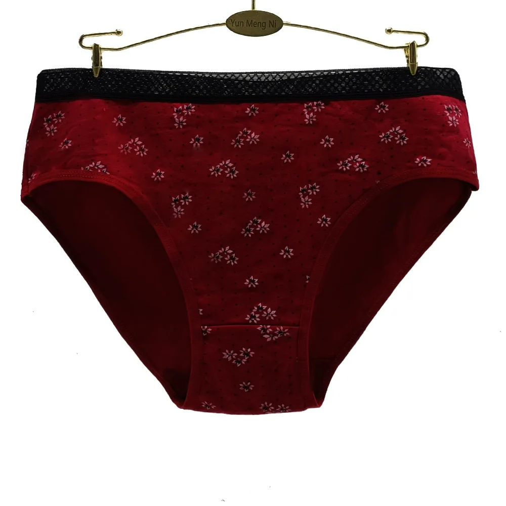 Hot Selling 1pc/lot Big Yards 2XL/3XL/4XL Print Flower Lady Cotton Large Briefs Women\'s Underwear Plus Size Mommy Pants 89556