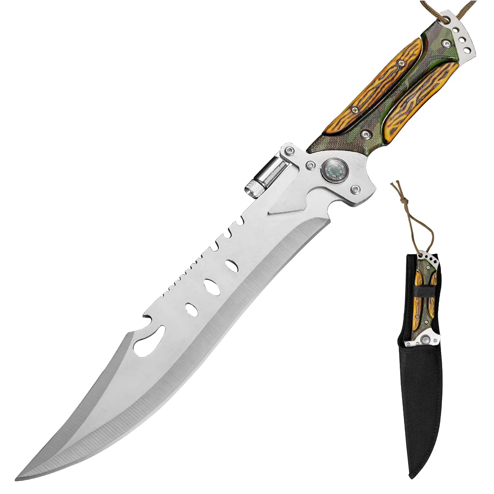 1pc Outdoor Multi-function Military Tactical Knife, Fixed Blade and Sheath, Self-Defense, Suitable for Wilderness Survival Knife