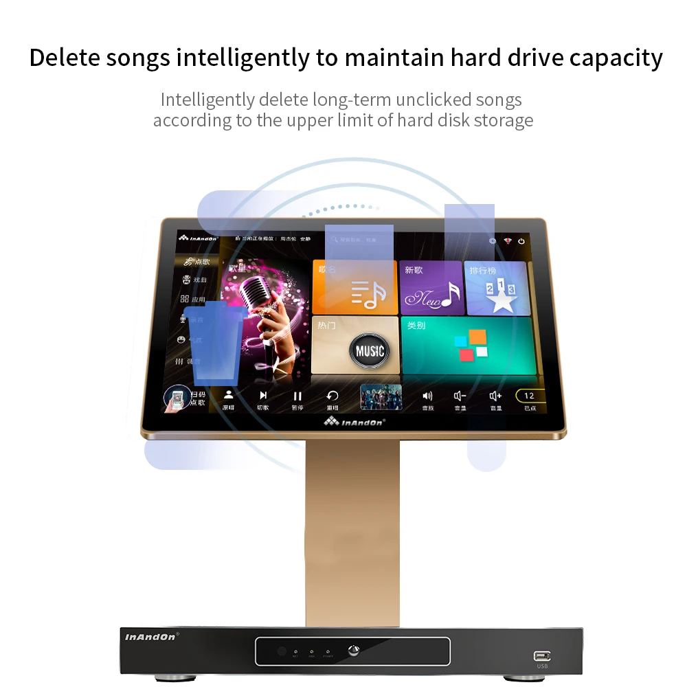 21.5'' Chinese Karaoke Machine V503 Max Juke Box 2T Professional Karaoke System with Wireless Microphone InAndOn Karaoke Player