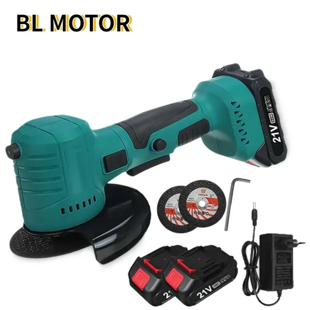 21V Brushless Cordless Electric Angle Grinder Rechargeable Angle Grinder 180° Rotation Polishing Machine for 18V Makita Battery