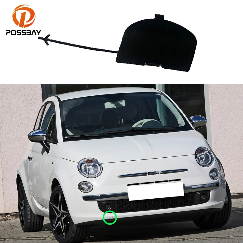 For FIAT 500 500C 312 2007-2015 Car Front Bumper Grille Towing Eye Cover Cap Black Primed Hook Auto Replacement Parts 735456794