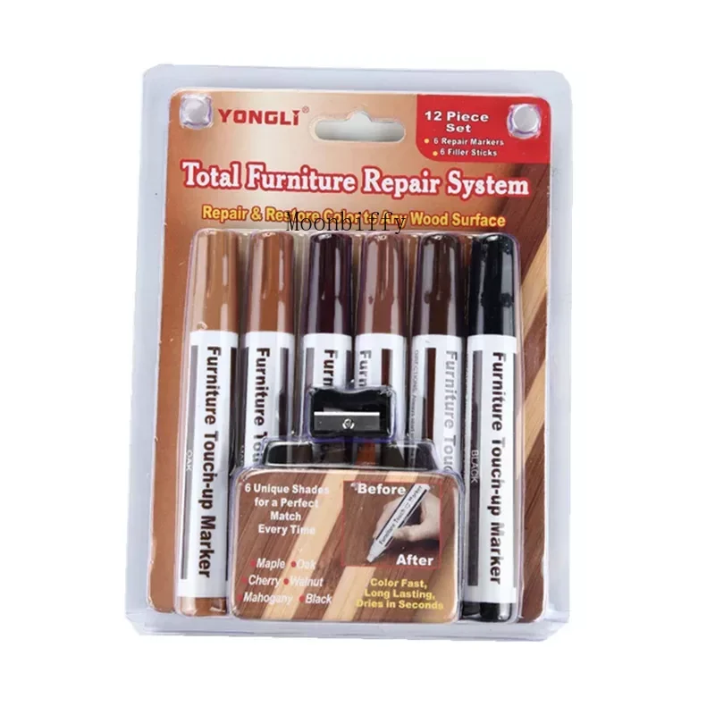 Imagem -02 - Móveis Touch up Kit Marcadores e Filler Sticks Arranhões de Madeira Restaurar Kit Scratch Patch Paint Pen Reparação de Madeira Composto