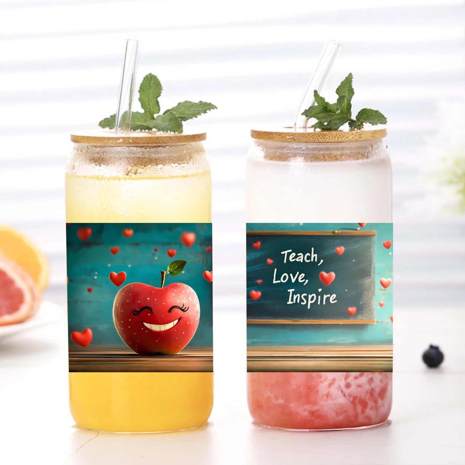 

Офисная посуда для напитков, стеклянная кружка на 16 унций с 3d принтом и крышкой, соломенная кофейная кружка, креативный узор, подарок на день учителя